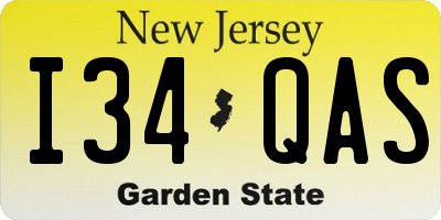 NJ license plate I34QAS