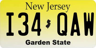 NJ license plate I34QAW