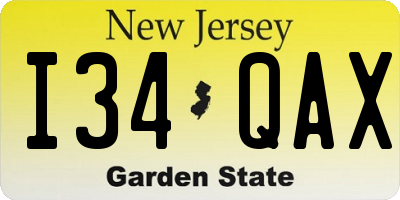 NJ license plate I34QAX