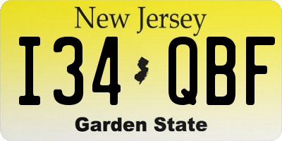 NJ license plate I34QBF