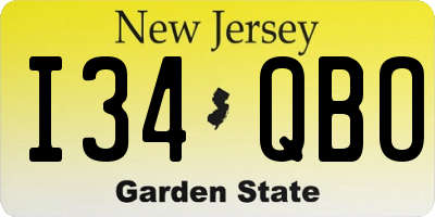 NJ license plate I34QBO