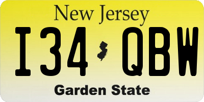 NJ license plate I34QBW