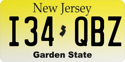 NJ license plate I34QBZ