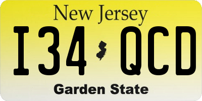 NJ license plate I34QCD