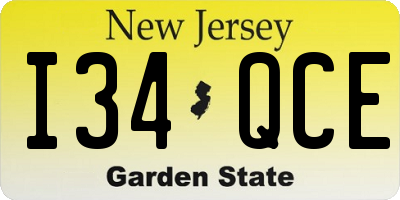 NJ license plate I34QCE