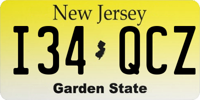 NJ license plate I34QCZ