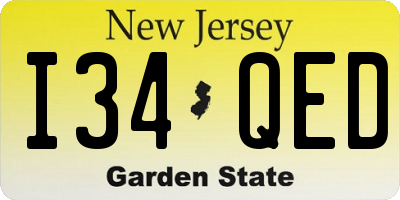 NJ license plate I34QED