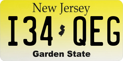 NJ license plate I34QEG