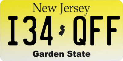 NJ license plate I34QFF