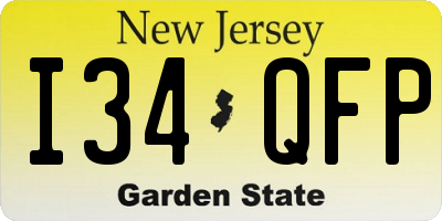NJ license plate I34QFP