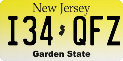 NJ license plate I34QFZ