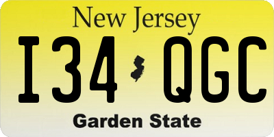 NJ license plate I34QGC