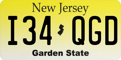 NJ license plate I34QGD