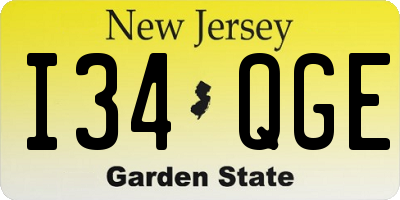 NJ license plate I34QGE