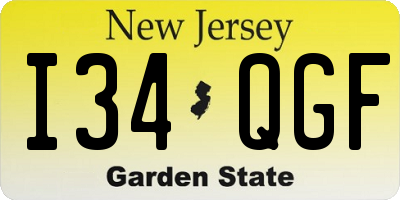 NJ license plate I34QGF