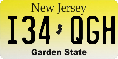 NJ license plate I34QGH
