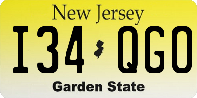 NJ license plate I34QGO
