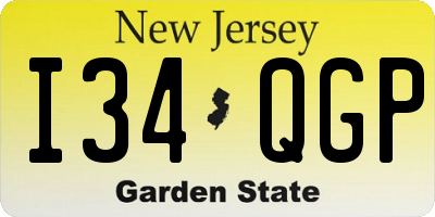 NJ license plate I34QGP