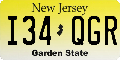 NJ license plate I34QGR
