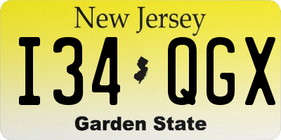 NJ license plate I34QGX