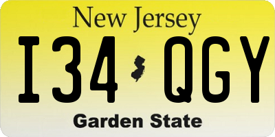 NJ license plate I34QGY