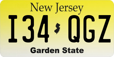 NJ license plate I34QGZ