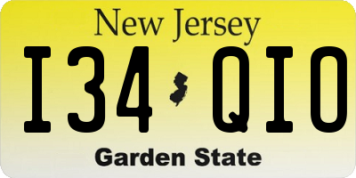NJ license plate I34QIO
