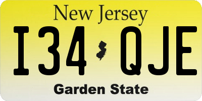 NJ license plate I34QJE