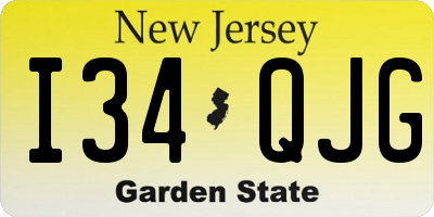 NJ license plate I34QJG