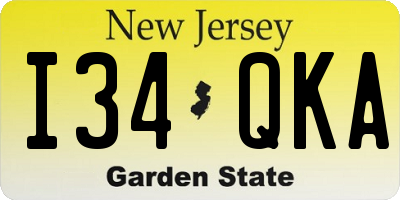 NJ license plate I34QKA