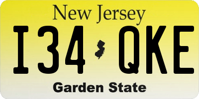 NJ license plate I34QKE
