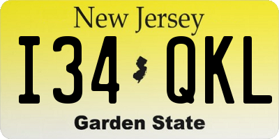 NJ license plate I34QKL