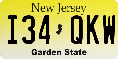 NJ license plate I34QKW