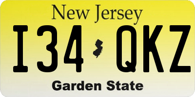 NJ license plate I34QKZ