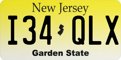NJ license plate I34QLX