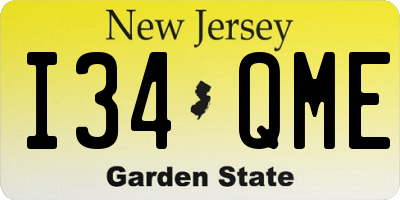 NJ license plate I34QME