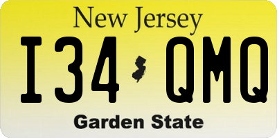 NJ license plate I34QMQ