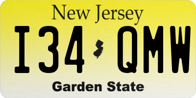 NJ license plate I34QMW