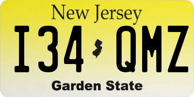 NJ license plate I34QMZ
