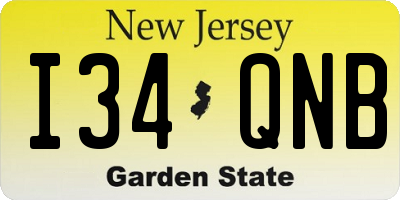 NJ license plate I34QNB