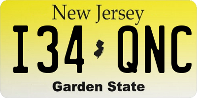 NJ license plate I34QNC