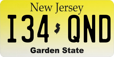 NJ license plate I34QND