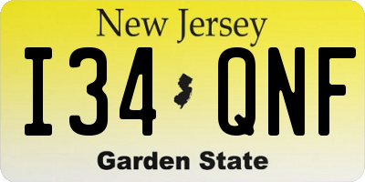NJ license plate I34QNF