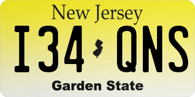 NJ license plate I34QNS