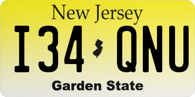 NJ license plate I34QNU