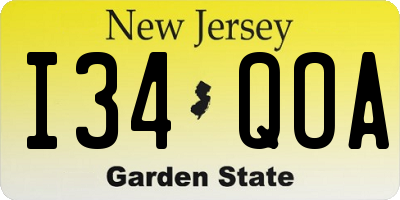 NJ license plate I34QOA