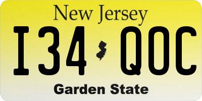 NJ license plate I34QOC