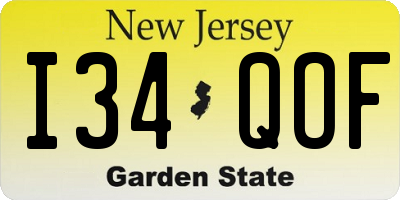 NJ license plate I34QOF
