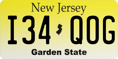 NJ license plate I34QOG