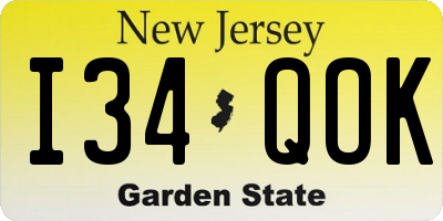 NJ license plate I34QOK